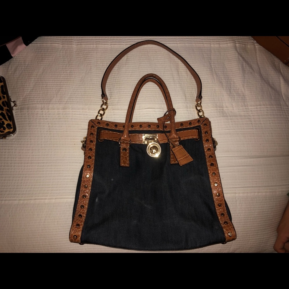 Micheal Kors denim large tote purse